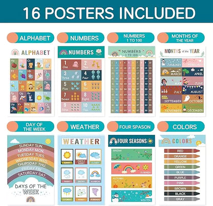 Set of 16 wall cards for early education